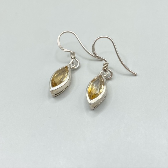 Sterling Silver Cat's Eye Citrine Gemstone Earrings - Picture 2 of 6